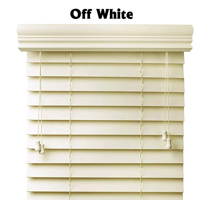 Premium 2 inch faux wood blinds, Pearl White, 70 x 60
