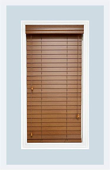 Delta Blinds Supply Custom-Made, Premium Real Wood Horizontal Window Blinds, 2 Inch Slats, Bourbon (Medium Brown,) Inside Mount