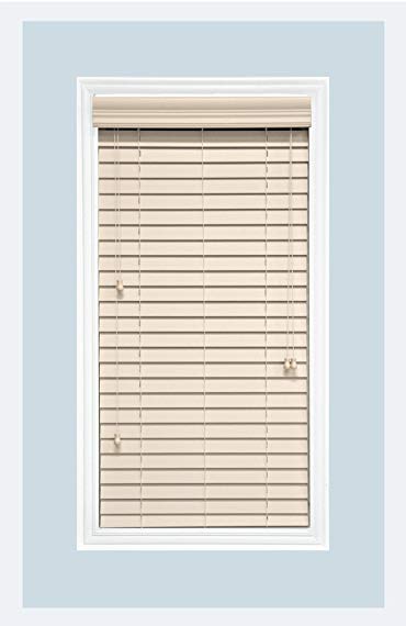 Delta Blinds Supply Custom-Made Faux Wood Horizontal Window Blinds, 2 Inch Slats, Alabaster, Inside Mount; Inside Window Casing Size: 57