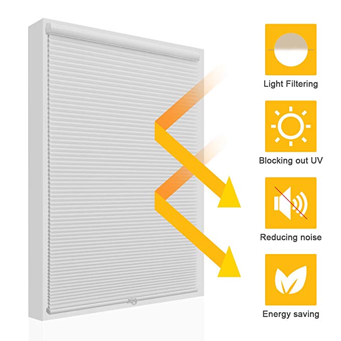 Cordless Light Filtering Cellular Shades Blinds Single Cell Shades for Windows, 36