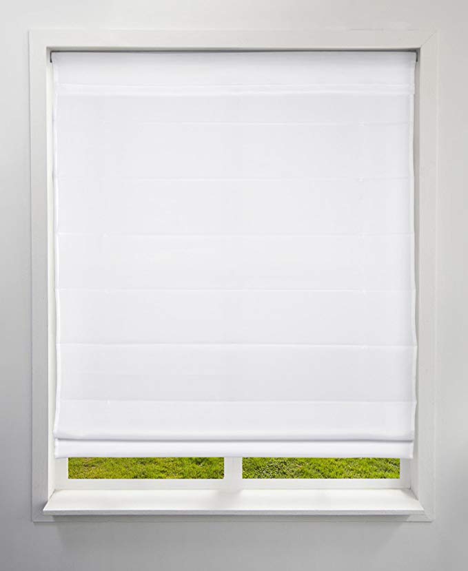 Arlo Blinds Light Filtering Fabric Roman Curtain Drape Shade, Color: Cloud White, Size: 32.5