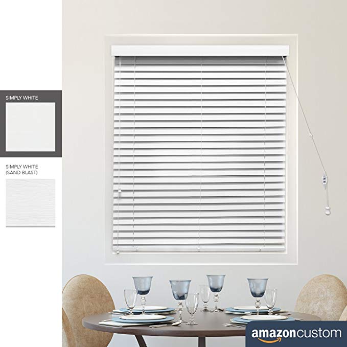 CHICOLOGY Custom Made Faux Wood Venetian 2-in. Slat Blinds, Simply White. W:31-36 in, H:48-60 in