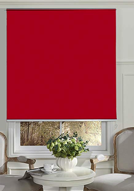 Beryhome Cristal Cordless Blackout Roller Shades/Blinds. Ideal For Office, Hotel, Bedroom, Kitchen, Kid's Room Window Decor. Size: Width 25''x Height 68'' inches. Size: Red. (W25''xH68'', Red)