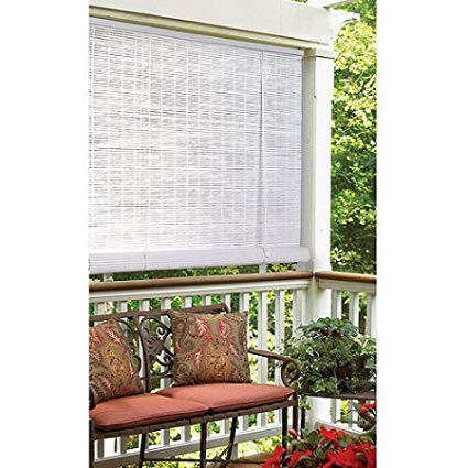 RADIANCE White Oval PVC Washable Roll Up Blinds with Automatic Cord Lock, 96x72