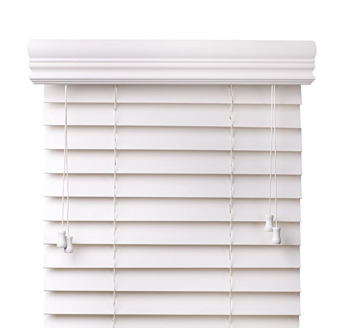 Arlo Blinds Snow White 2-Inches Faux Wood Vinyl Horizontal Blind - Size: 70