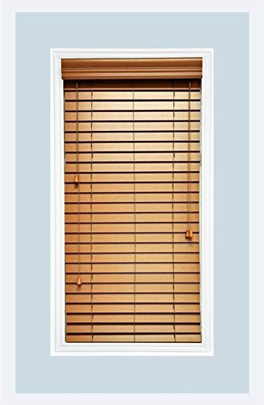 Delta Blinds Supply Custom-Made, Faux Wood Horizontal Window Blinds, 2 Inch Slats, Maple color (Medium Oak,) Inside Mount
