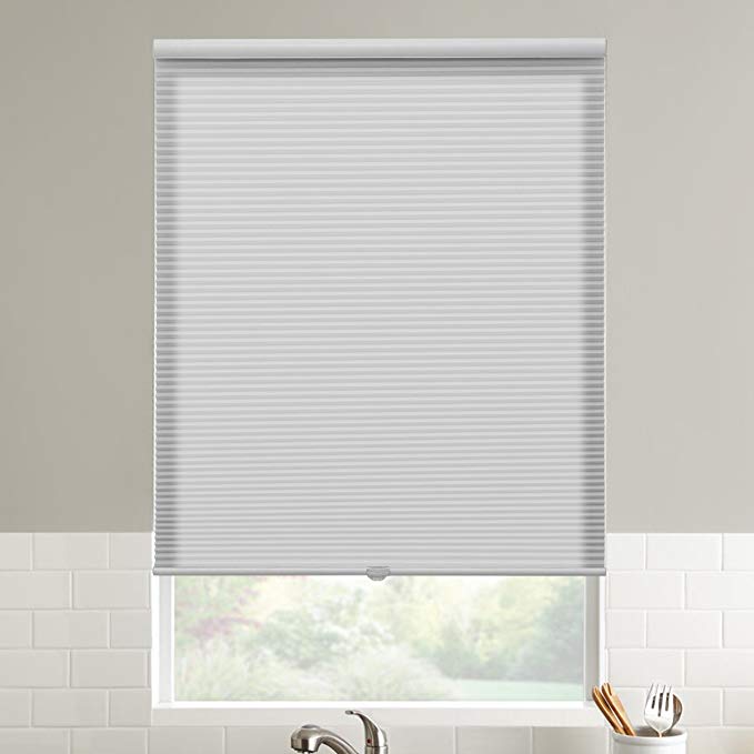 SBARTAR Cordless Cellular Blinds 34 White Window Honeycomb Blinds Light Filtering Single Cell Shade 64 inch Height