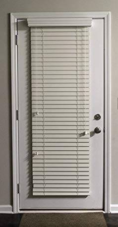 Delta Blinds Supply Custom-Made, Faux Wood Horizontal Window Blinds for Doors, Pearl White (Light Ivory,) 2 Inch Slats, Outside Mount