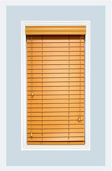 Delta Blinds Supply Custom-Made, Premium Real Wood Horizontal Window Blinds, 2 Inch Slats, Maple, Inside Mount