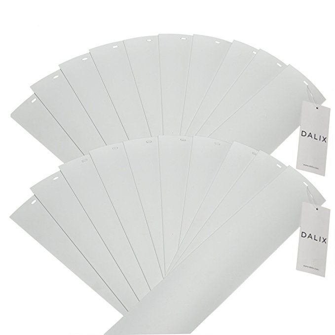 DALIX PVC Vertical Blind Replacement Slats Curved Smooth White 98.5 x 3.5 (20-Pack)