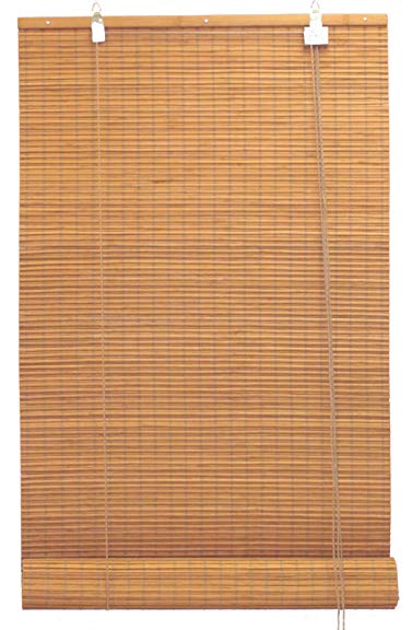 Seta Direct Bamboo Flat-weave Sun-filtering Roll Up Blind (72x66 Inch, Amber Honey)