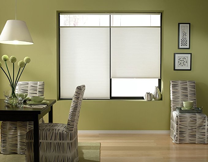 Cordless Top Down Bottom Up Cellular Honeycomb Shades, 34W x 36H, White, Any Size 19-72 Wide