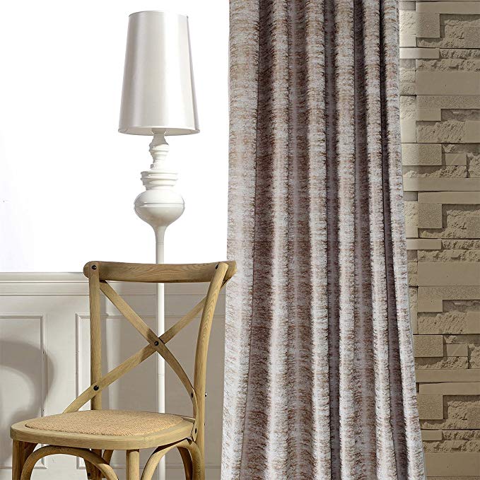 Brown Curtains Room Darkening Drapes - Anady Top Light Brown Chenille Curtains Drapes for Living Room Rod Pocket 96 inch Long(2018 NEW)
