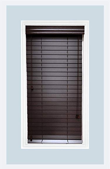 Delta Blinds Supply Custom-Made, Premium Real Wood Horizontal Window Blinds, 2 Inch Slats, Inside Mount, Dark Mahogany, Inside Window Size: 22.5
