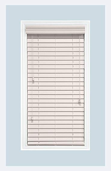 Delta Blinds Supply Custom-Made, Faux Wood Horizontal Window Blinds, 2 Inch Slats, Snow White, Inside Mount