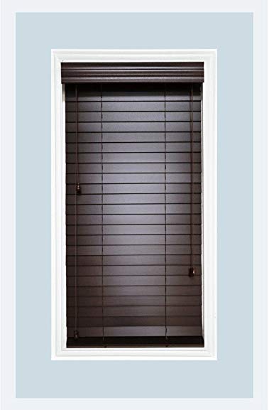 Delta Blinds Supply Custom-Made, Premium Real Wood Horizontal Window Blinds, 2 Inch Slats, Chocolate (dark brown,) Inside Mount