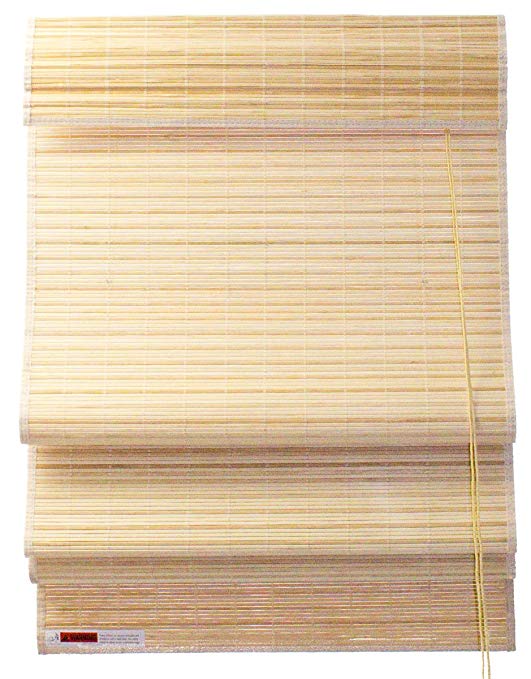 Seta Direct, Natural Bamboo Slat Roman Shade with Valance 72-Inch Width by 84-Inch Length (Beige)