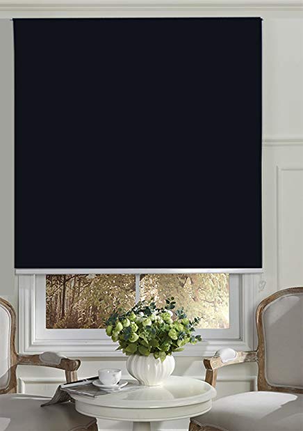 Beryhome Cristal Blackout Room Darkening Roller Shades/Blinds With Chain Cord. 20 Beautiful Colors Available. (W49''xH68'', Black)