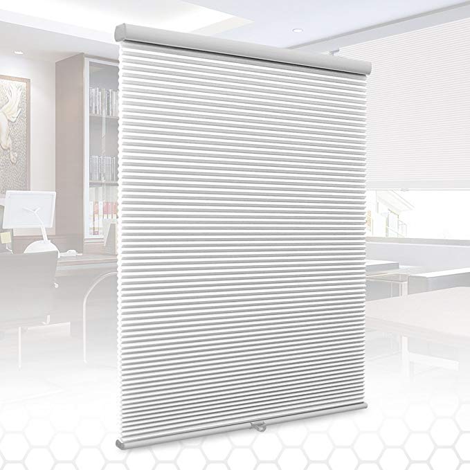 SUNFREE Cordless Cellular Shades Light Filtering Honeycomb Blinds Fabric Window Blinds 35x64, White